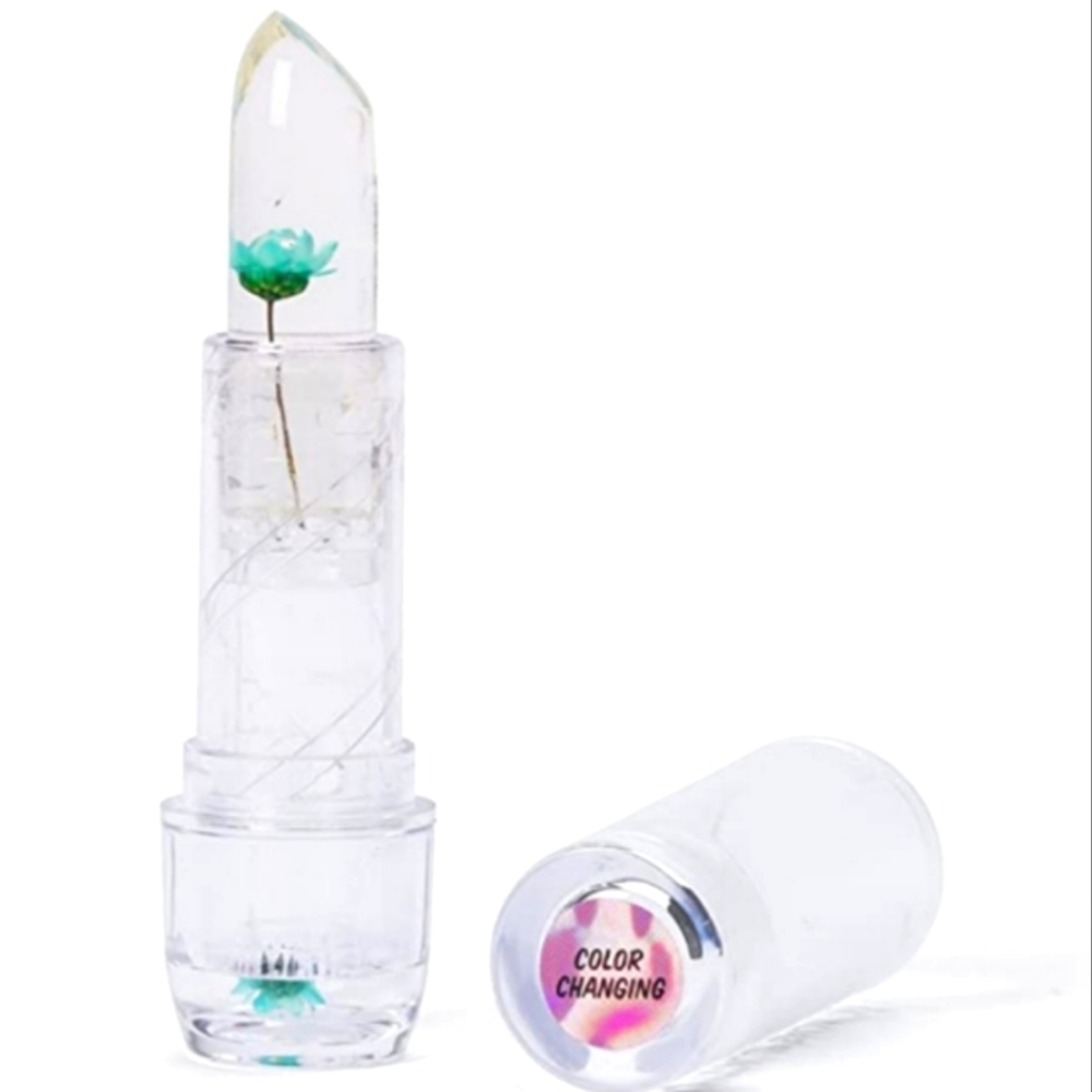 NWT BLOSSOM Color Changing Crystal Lip Balm Infused w/Real Flowers!  TURQUOISE